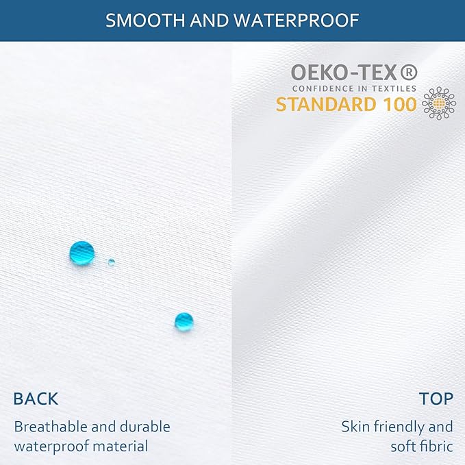 Moonsea Waterproof Mattress Protector Twin Extra Long (XL),Mattress Cover, Smooth Top Mattress Protector for Kids, Breathable Skin Friendly and Noiseless Fitted Sheet,Polyester