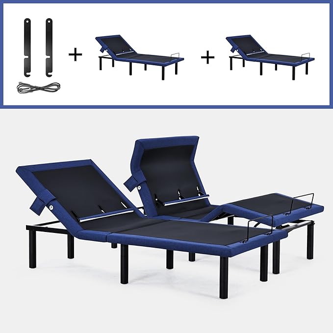 Fromann Adjustable Twin XL Bed Base Frame with Head and Foot Lift, Lumbar Support, Massage, Under-Bed Lights,Left Right USB+C, Memory Positions, Zero Gravity