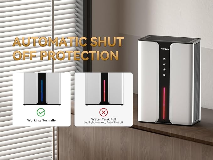 PTHRAOUTA Home Dehumidifier with Drain Hose, (950 sq.ft) 95oz Quiet dehumidifier for Bathroom Bedroom, with Air Reusable Filter Indoor deshumidificador for Basement RV Closet