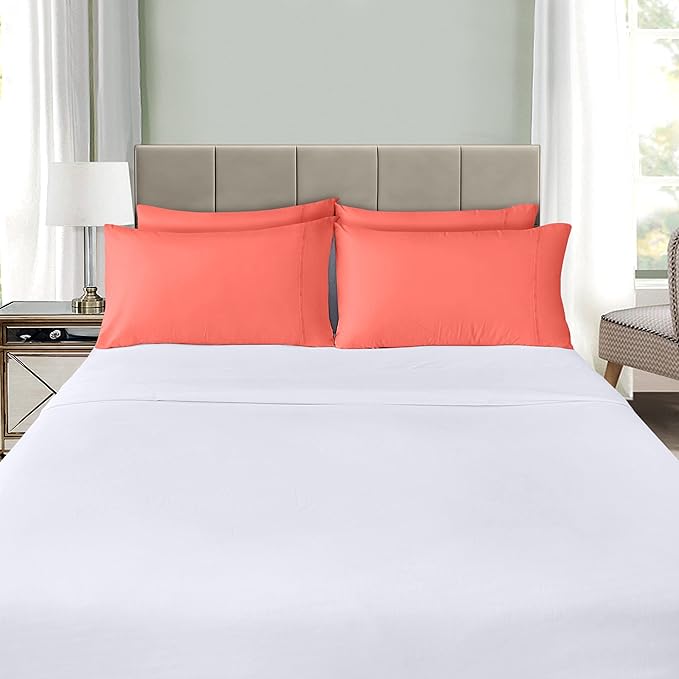 Utopia Bedding Queen Pillow Cases - 4 Pack - Envelope Closure - Soft Brushed Microfiber Fabric - Shrinkage and Fade Resistant Pillow Covers Queen Size 20 X 30 Inches (Queen, Coral)