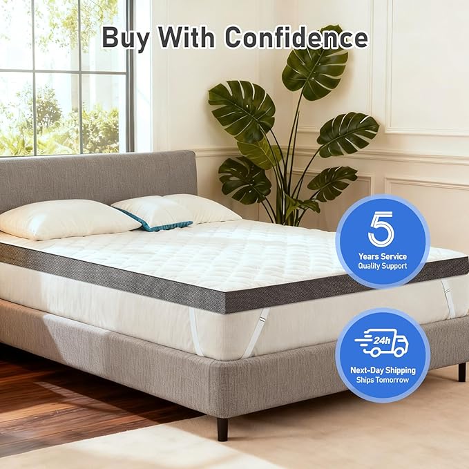 Glendan Extra Firm Mattress Topper: Queen Size 3 Inch, High Density Bed Topper, Extra Support for Pain Relief, Breathable Washable Cover with Anti-Slip Straps, CertiPUR-US Oeko-Tex Certified 80x60
