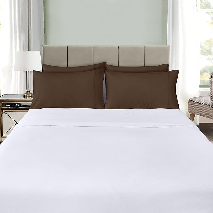 Utopia Bedding Queen Pillow Cases - 4 Pack - Envelope Closure - Soft Brushed Microfiber Fabric - Shrinkage and Fade Resistant Pillow Covers Queen Size 20 X 30 Inches (Queen, Brown)