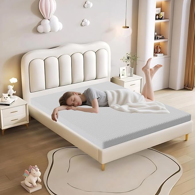 MORANDI King Mattress, 3 Inch Memory Foam Bed Mattress in A Box, Pressure Relief with Medium Firm Support, Machine Washable Mattress Protector with Zipper, CertiPUR-US Certified(White, King)