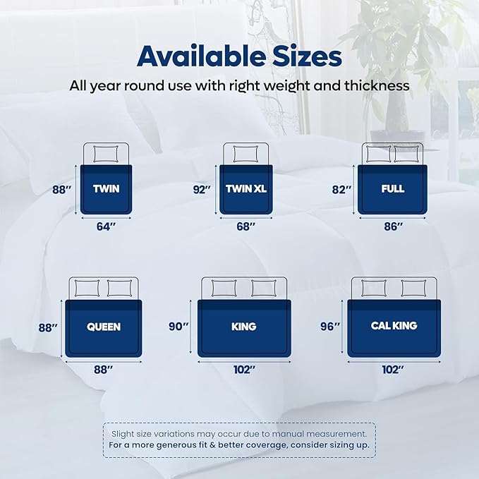 Utopia Bedding Comforters California King Size, All Season Duvet Insert, Down Alternative Box Stitched Bed Comforter with Corner Tabs, Machine Washable (White)