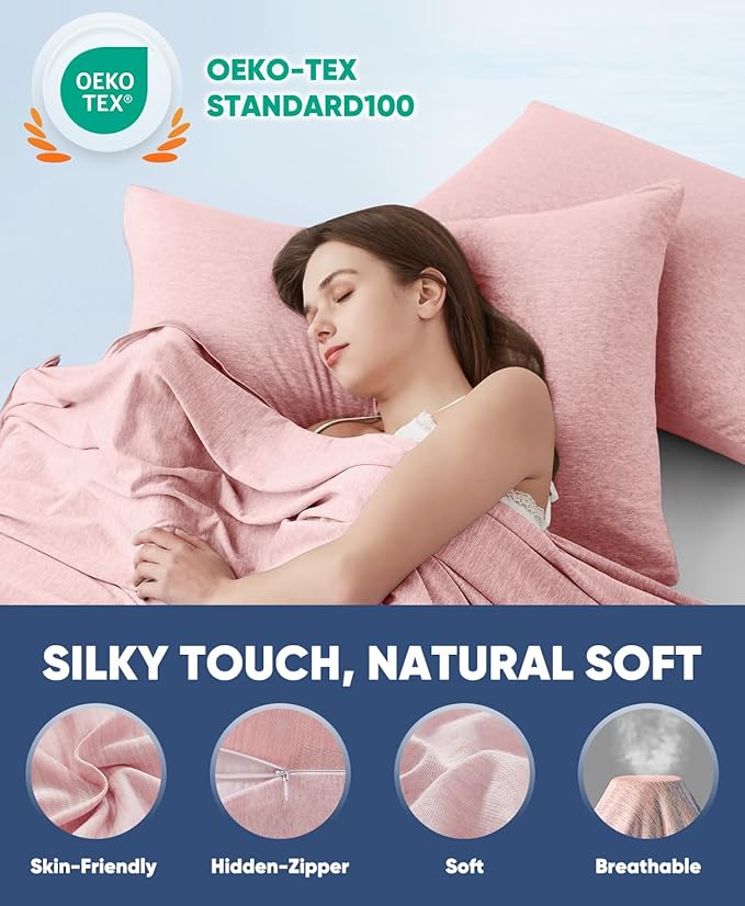 LUXEAR 2 Pack Cooling Pillow Cases for Hot Sleepers Queen Size, Arc-Chill Q-Max > 0.5, Hair & Skin Friendly, Double-Sided, Machine Washable, Hidden Zipper, Gift for Women & Men,Pink