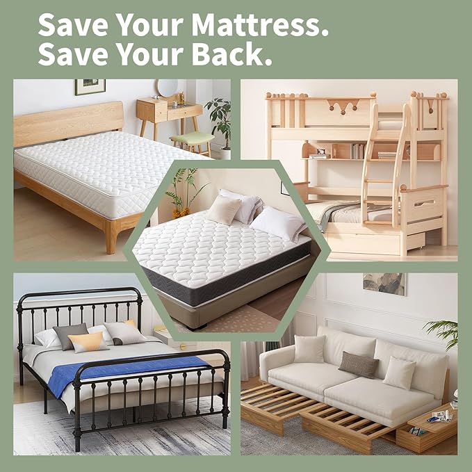Upgraded S-Curved Rib Bunkie Board Queen Size 60"x 80" 10mm Heavy Duty Under Mattress Bed Support Slats - Breathable, Noise Minimizing, Moisture Resistant Bunkieboards