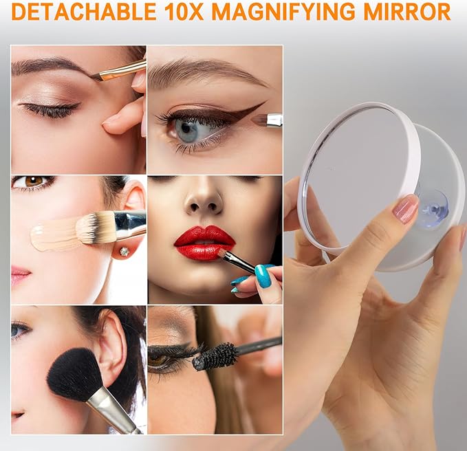 FENCHILIN Vanity Mirror with Lights, 22.8"x 18.1" Hollywood Makeup Mirror with 15 LED Dimmable Bulbs Lighted USB Charging Port 10X Magnification Tabletop for Bedroom