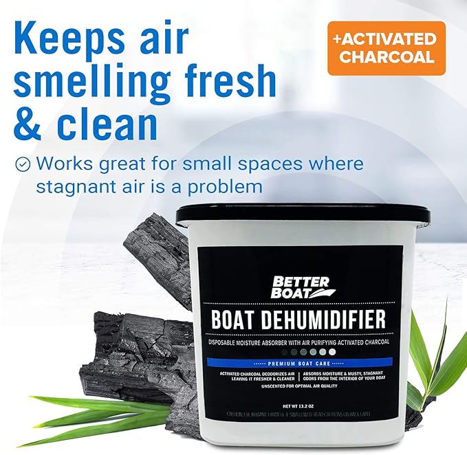 Moisture Absorber 4 Pack with Activated Charcoal Dehumidifier Bucket, Unscented Odor Absorber for Closet Basement Bathroom Boat RV, Disposable - Better Boat