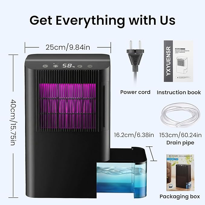 Dehumidifier, Dehumidifier for Basement with Drain Hose/Humidity Display/85 OZ Water Tank/Auto Shut Off/Washable Filter/7-Color Lights, Home Dehumidifier for Bathroom, Bedroom, Closet, RV