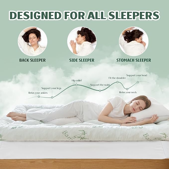 5 Inch Memory Foam Mattress Topper King Size, Breathable Viscose Made from Bamboo Pillow Top Mattress Pad Cover, Ultra Soft Bed Topper with 2000 GSM Foam Filling for Pain Relief, White,78x80x5 in