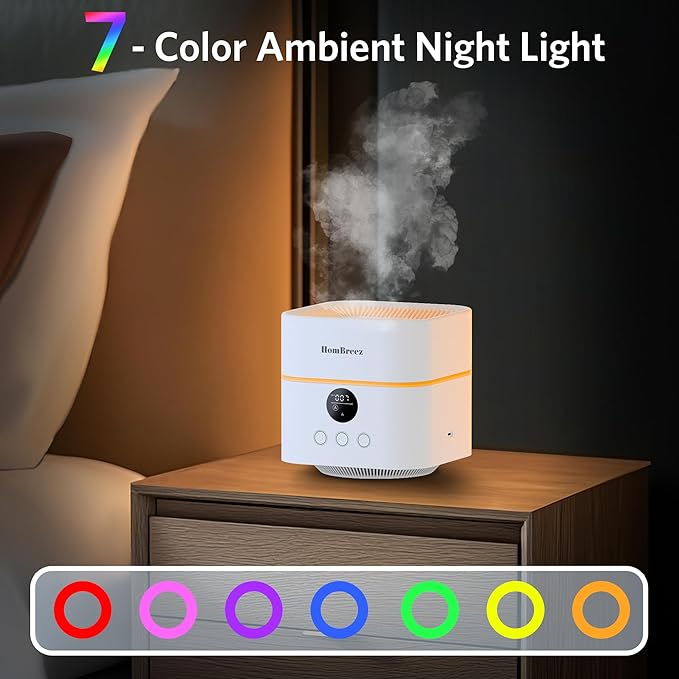 Air Purifier and Humidifier Combo for Bedroom, Covers Up to 200ft², H13 True HEPA Filter, 400ML Water Tank, Quiet Cool Mist Top Fill Essential Oil Diffuser for Baby, Pet Room, APP Control