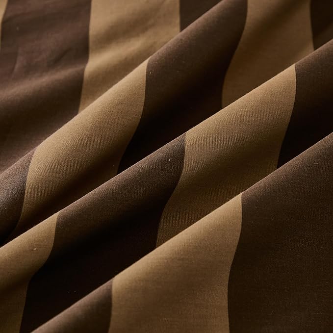 Merryword Body Pillow Cover 20x54inches, 100% Cotton Pillow Case, Brown and Khaki Striped Pillowcase, Luxury Linen Like Pillowcase, Soft Breathable Wide Stripes Long Pillowcase, 1-Piece