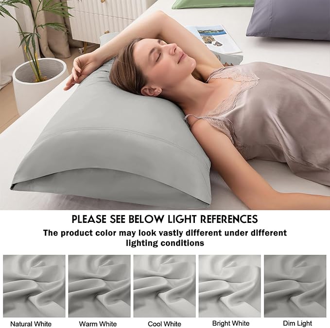 Pillowcases King Size 2 Pack, Cooling Viscose from Bamboo Pillow Cases with Envelope Closure, Cool & Breathable Pillow Cover for Hot Sleepers and Night Sweats, 20" x 40"