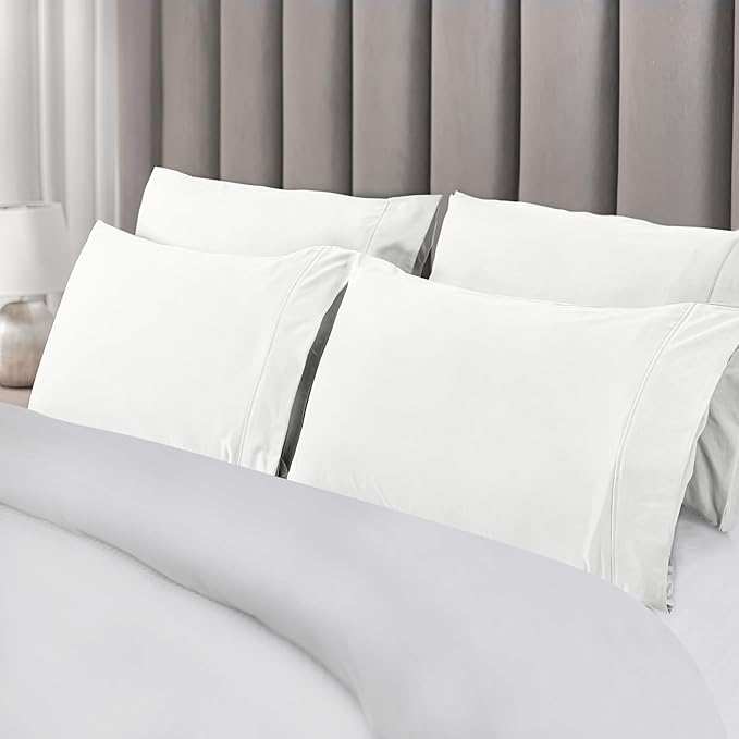 Utopia Bedding King Pillow Cases - 6 Pack - Envelope Closure - Soft Brushed Microfiber Fabric - Shrinkage and Fade Resistant Pillow Covers King Size 20 X 40 Inches (King, White)