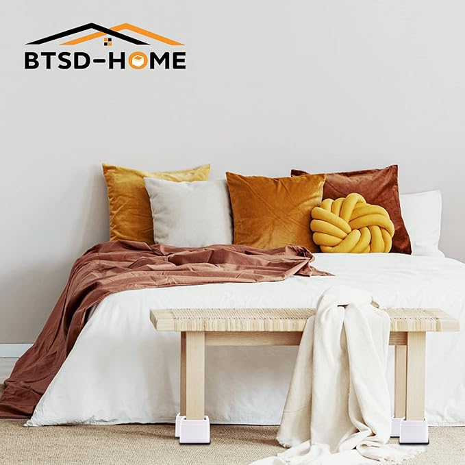 BTSD-home Bed Risers 3 or 6 Inch Heavy Duty Stackable Furniture Risers for Sofas Table Couch Chair Bed Raisers Set of 8 White