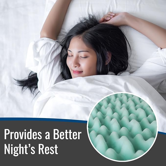 DMI Foam Mattress Topper, Egg Crate Foam Pad, Mattress Pad and Bed Topper for Support, Air Circulation, Pressure Relief and Weight Distribution, Full Size Mattress, 50 x 72 x 2, Blue