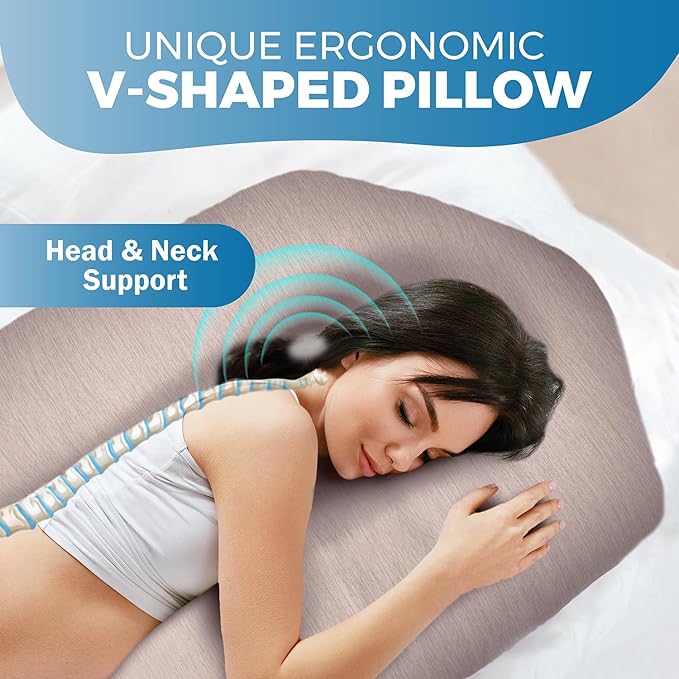 PILLANI Pregnancy Pillows for Sleeping - V C U Shaped Full Body Pillow with Removable Cover, 57inch Cooling Maternity Pillow for Pregnant Women, Support for Back Belly Legs Hip - Pregnancy Must Haves