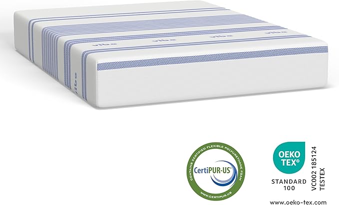Vibe Gel Memory Foam 10 Inch Mattress - Bed-in-a-Box - Queen Size - Pressure Relief - Certi-PUR Certified