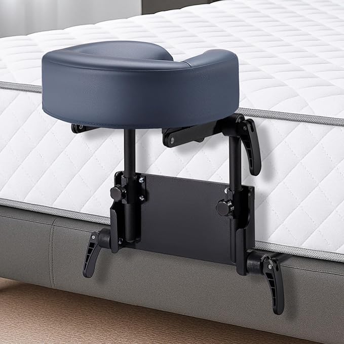 Massage Headrest for Bed Mattress Top, Universal Adjustable Face Cradle with Ergonomic Memory Foam Pillow, Professional Massage Table Attachment Kit for Home Therapy/Eye Surgery Recovery/Sleeping-Blue