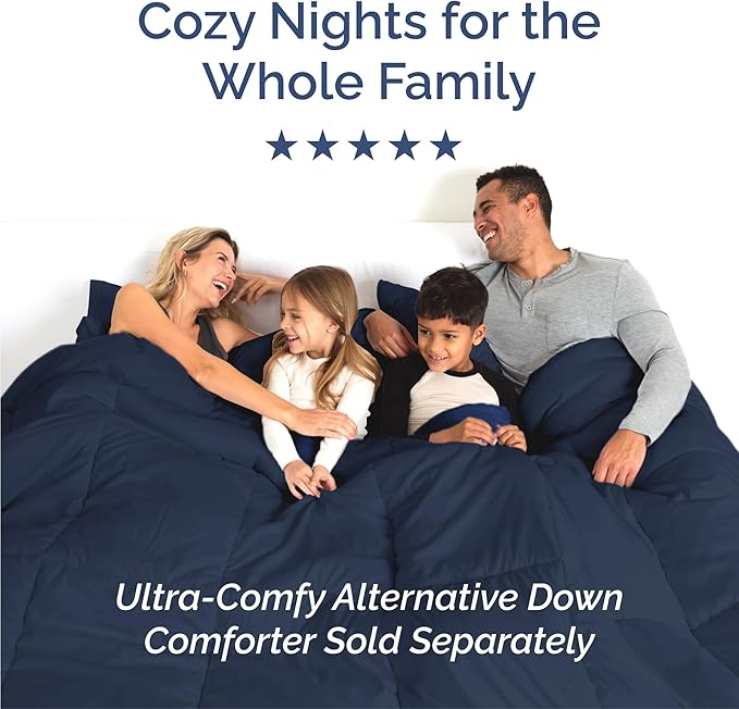 Split King Size 5 Piece Sheet Set - Comfy Breathable & Cooling Sheets - Hotel Luxury Bed Sheets for Women & Men - Deep Pockets, Easy-Fit, Soft & Wrinkle Free Sheets - Navy Blue Oeko-Tex Bed Sheet Set