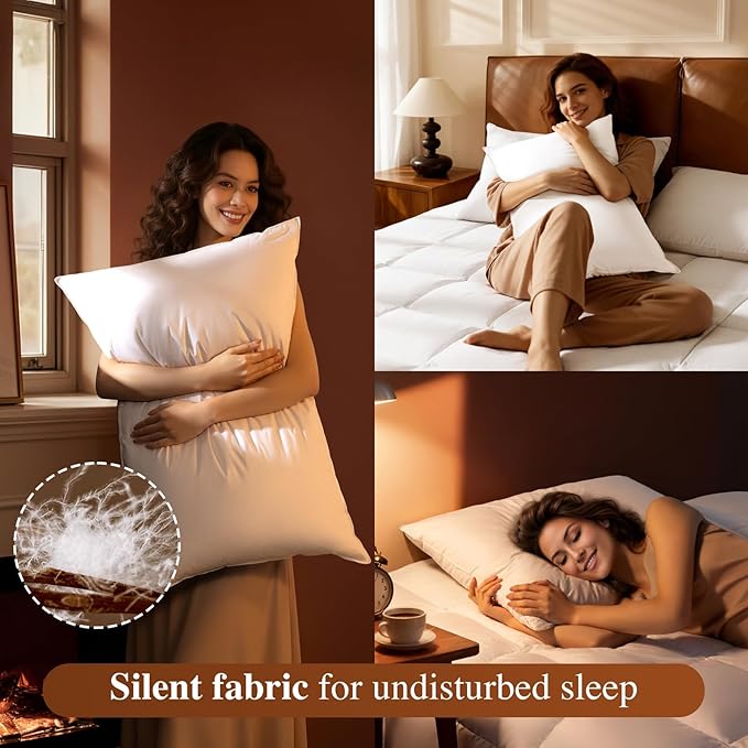 Luxury Canadian White Goose Down Pillow Standard Size- 750+ Fill Power, 800 Thread Count Cotton Shell, Soft Down Pillows for Sleeping, Hotel Collection Pillow for Neck Pain Relief (1 Pack, 20"x26")