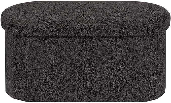 PINPLUS Storage Ottoman Bench Tufted Folding Ottomans Bench Foot Rest, Chest Box Velvet Bench with Storage, 30"x15"x15" (Dark Grey)
