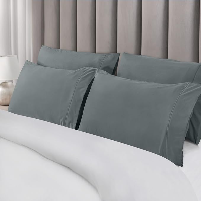 Utopia Bedding Queen Pillow Cases - 6 Pack - Envelope Closure - Soft Brushed Microfiber Fabric - Shrinkage and Fade Resistant Pillow Covers Queen Size 20 X 30 Inches (Queen, Grey)