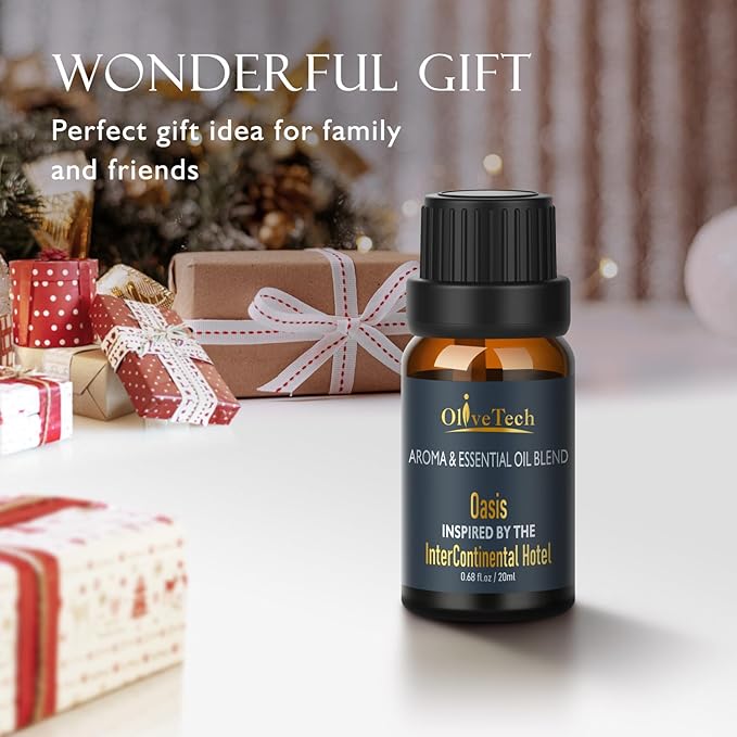 Hotel Diffuser Oil 20ml – Inspired by Intercontinental Hotel Oasis Scent, OliveTech Aromatherapy Fragrance Oil for Cold Air & Ultrasonic Diffusers, Glass Bottle (0.68 fl oz)