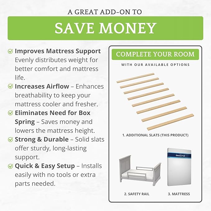 CC KITS Bed Slats for Twin, Full, Queen & King Sizes - Bed Slat Under Mattress Support - Bunkie Board - Box Spring & Mattress Platform Foundation Replacement - Set of 8 Slats (Twin - 39")
