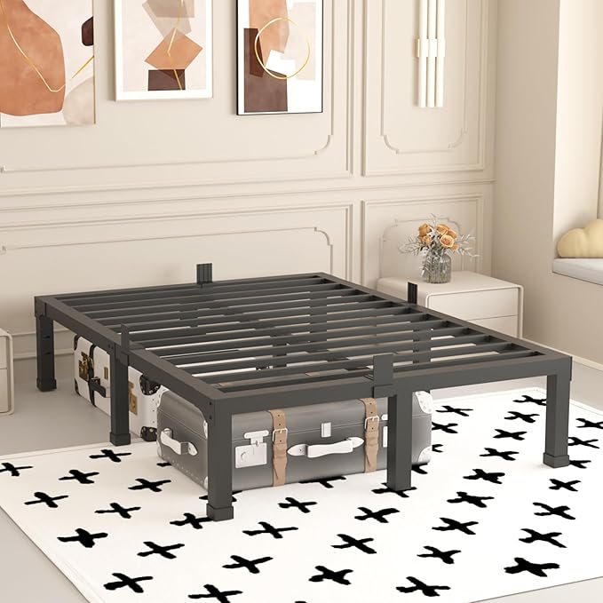 Yitong Angel 14 Inch Full Size Bed Frame, Heavy Duty Support 3500 lbs Metal Platform, No Box Spring Needed/Noise Free/Non-Slip/Steel Slat Support/Easy Assembly