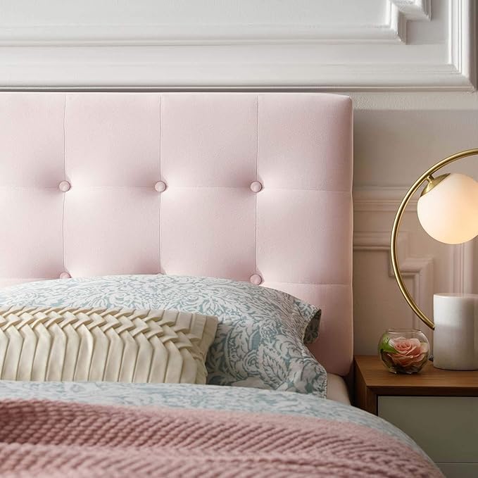 Modway Emily Queen Biscuit Tufted Performance Velvet Headboard, Pink
