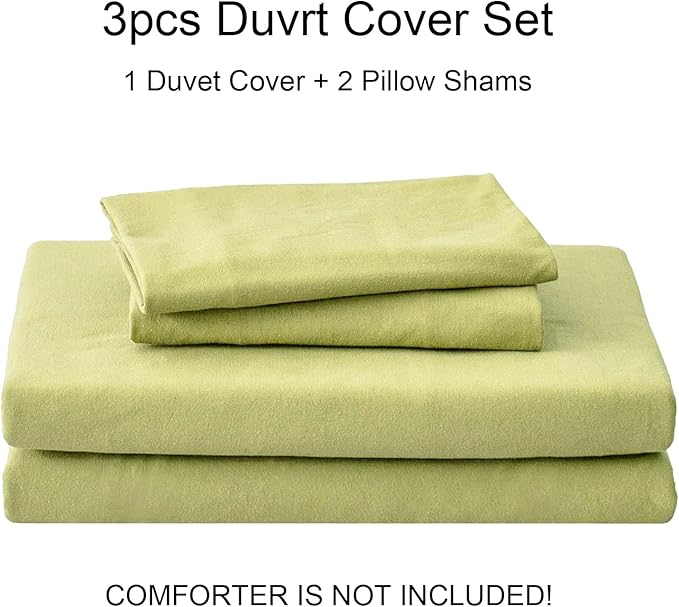 PURE ERA Jersey Knit Duvet Cover Set 100% T-Shirt Cotton Super Soft Comfy 2pc Bedding Set with Zipper Closure (Yellow Green, Twin)