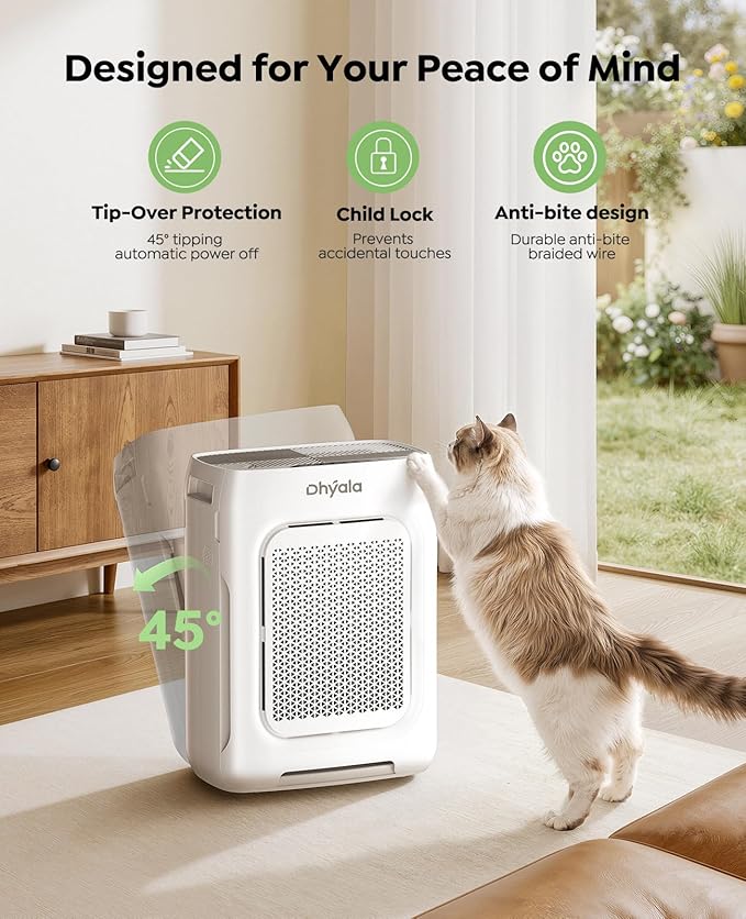 Air Purifier for Home Large Room up to 3000Ft², HEPA Air Purifier with Washable Double-Sided Filters, Smart WiFi, AQI Display, Air Cleaner for Pets, Allergies, Dust, Pollen, 15dB Sleep Mode, Fragrance