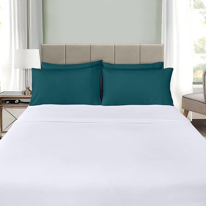 Utopia Bedding King Pillow Cases - 4 Pack - Envelope Closure - Soft Brushed Microfiber Fabric - Shrinkage and Fade Resistant Pillow Covers King Size 20 X 40 Inches (King, Teal)