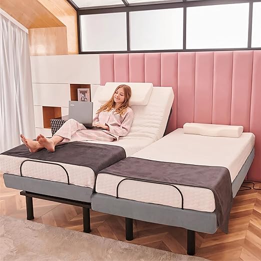 Irvine Home Collection Split King Adjustable Bed Base - Dual Massage - USB Ports - Zero Gravity - Underbed Light - Wireless Remote - Zero Clearance - Anti Snore - Memory Positions