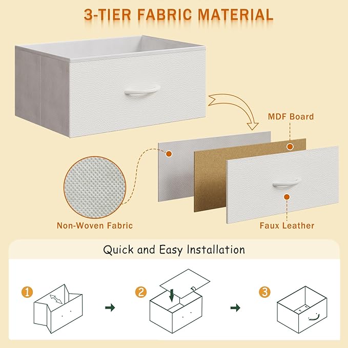Simoretus Modern Corner Vanity Desk with 6 Fabric Drawers Power Outlet Side Pocket L Shaped Drawers Makeup Desk Dressing Table for Girls Women Bedroom (White)