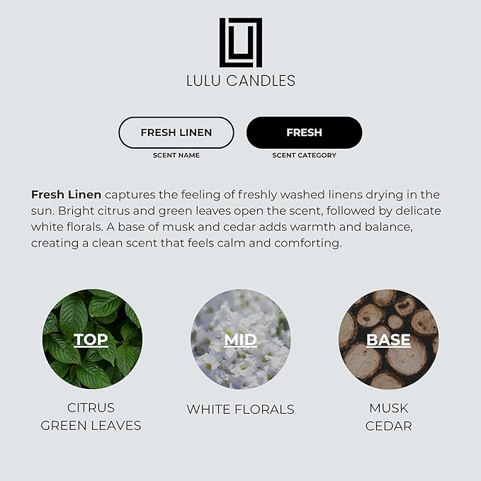 Lulu Candles - Fresh Linen - Luxury Fragrance Oil for Waterless Cold Air Diffusers - Aromatherapy Fragrance Oil Blend for The Home or Office – Smells Clean & Crisp - 120mL, 4.0 fl oz