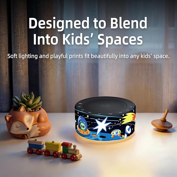 Kipcush White Noise Machine - Soft Non-Glare Nursery Lamp, 30 Soothing Sounds, 8 Color Lights, Max 8-Hour Timer for Baby & Adults