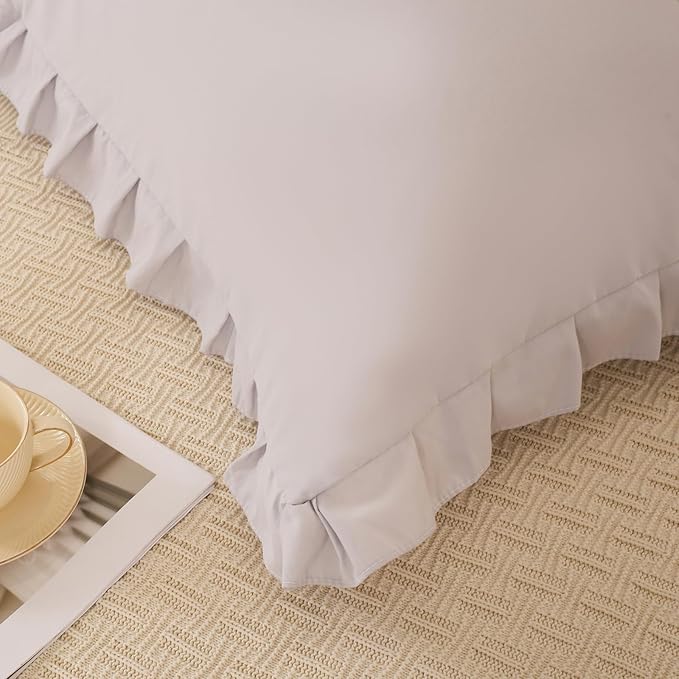 Beige Gray Body Pillow Cover 20x54inches Long Pillowcase Ruffled Pillowcases Shabby Chic Ruffled Fringe Decor Body Ruffled Pillow Sham Cute Pillowcase (1 Body, Beige Gray)