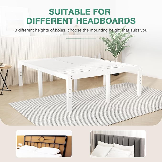 Novilla King Size Bed Frame, 16 Inch Metal Platform Bed Frame King Size with Storage Space Under Bed, Heavy Duty Steel Slat Support, Easy Assembly, No Box Spring Needed, White