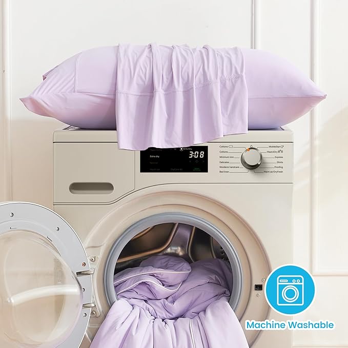 Cozy Bliss Cooling Pillow Cases for Hot Sleepers, Q-Max>0.45, Standard Size Set of 2, Soft & Silky Pillow Covers with Envelope Closure,Gift, Purple, 20x26 Inches