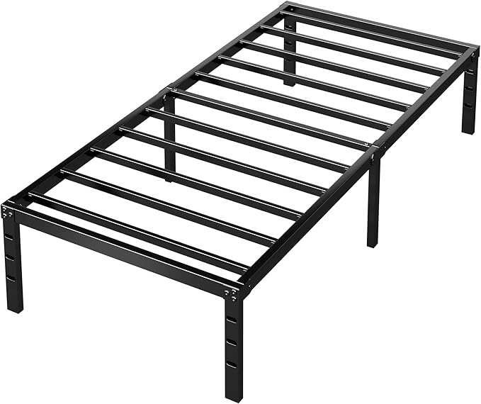 HLIPHA Metal Platform Bed Frame 12 Inch Tall,No Box Spring Needed,Twin Size Bed with Heavy Duty Strong Support Slats,Easy to Assemble,Black