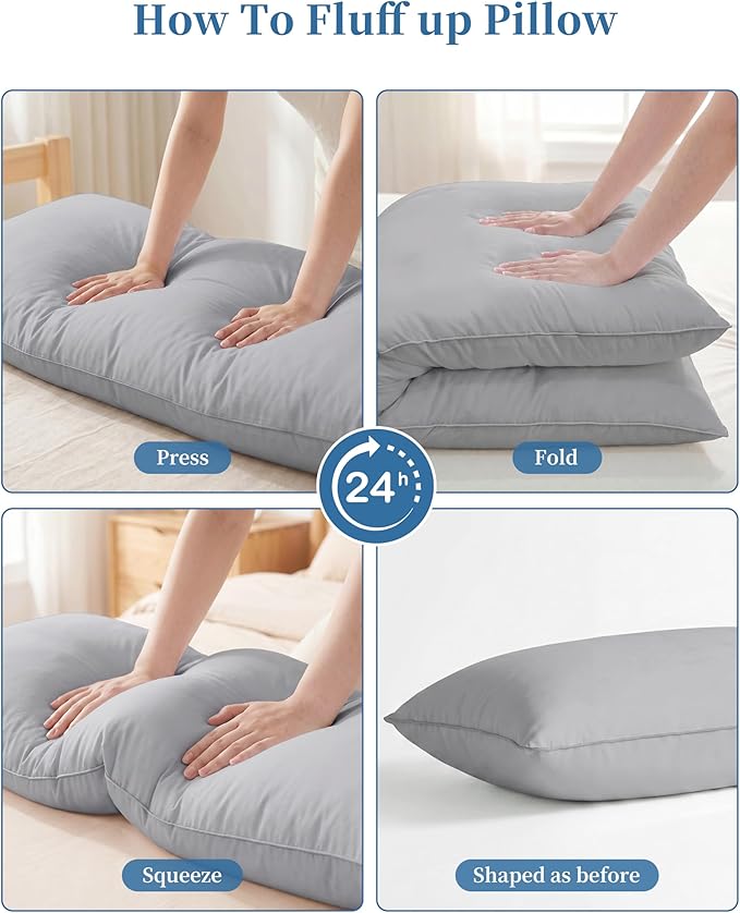 YZ HOME Memory Foam Body Pillow Insert - Full Body Pillow for Adults - Soft Large Long Bed Pillow for Side Sleeper(20x54 Inch, Grey)