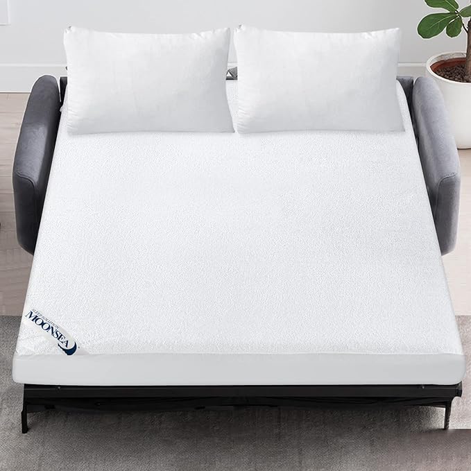 Sleeper Sofa Queen Size Mattress Protector Waterproof,Smooth Top Mattress Protector for Kids,Breathable Skin Friendly and Noiseless Fitted Sheet,Viscose Terry Mattress Cover