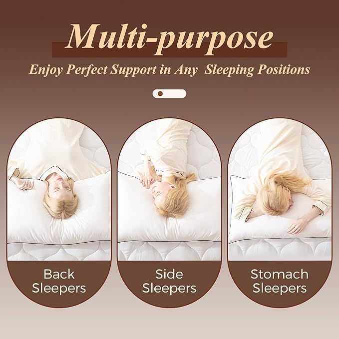 Cosybay Goose Feather Down Fiber Pillows Standard Size Set of 2, Luxury Bed Pillow for Sleeping, Ultra Soft Cover Hotel Collection Bed Pillows for Back,Stomach or Side Sleepers 20x26