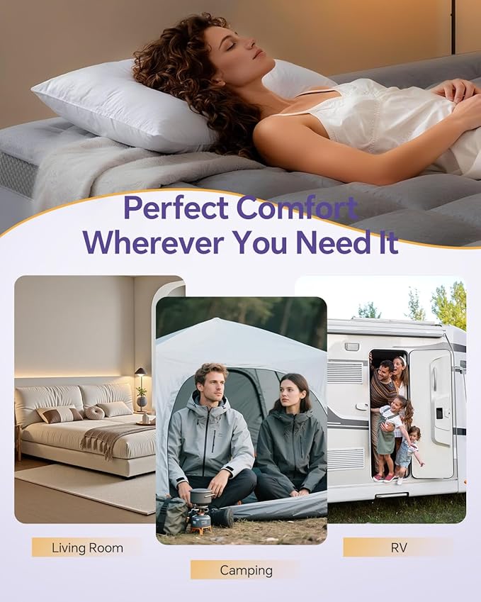 ChiXpace Dual Layer 4 Inch Memory Foam Mattress Topper Queen - 2 Inch Gel Memory Foam and 2 Inch Pillow Top Mattress Pad, 7-Zone Egg Crate Queen Size Mattress Topper (Grey)
