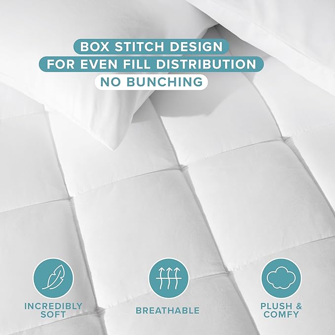 Bare Home Queen Mattress Topper Cotton Top - Plush Topper for Mattress - Fitted Mattress Cover - Cooling Breathable Air Flow - 8" to 21" Deep Pocket - Soft Mattress Pad (Queen, White)