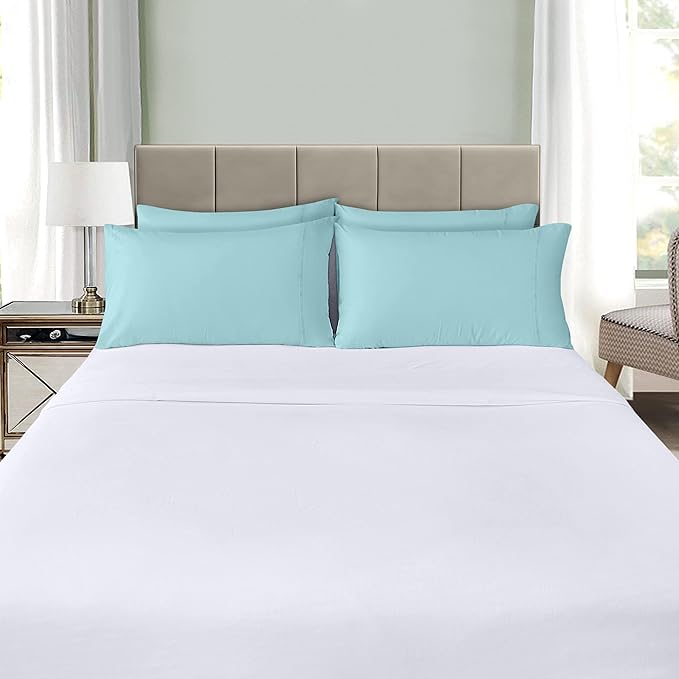 Utopia Bedding Standard Pillow Cases - 4 Pack - Envelope Closure - Soft Brushed Microfiber Fabric - Shrinkage and Fade Resistant Pillow Covers Standard Size 20 X 26 Inches (Standard, Spa Blue)