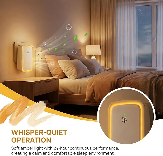 Plug In Air Ionizer 4Pack Negative Ion Air Purifiers Quiet Air Freshener for Home Bedroom Office Basement - Portable Mini Air Cleaner Odor, Smoke, Dust, Pet Smell