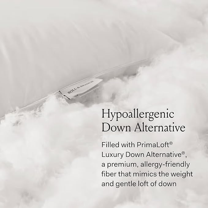 BOLL & BRANCH Down Alternative Pillow - Soft, King - Cooling Shell - Hypoallergenic Primaloft Luxury Down Alternative Fill - Superior Support